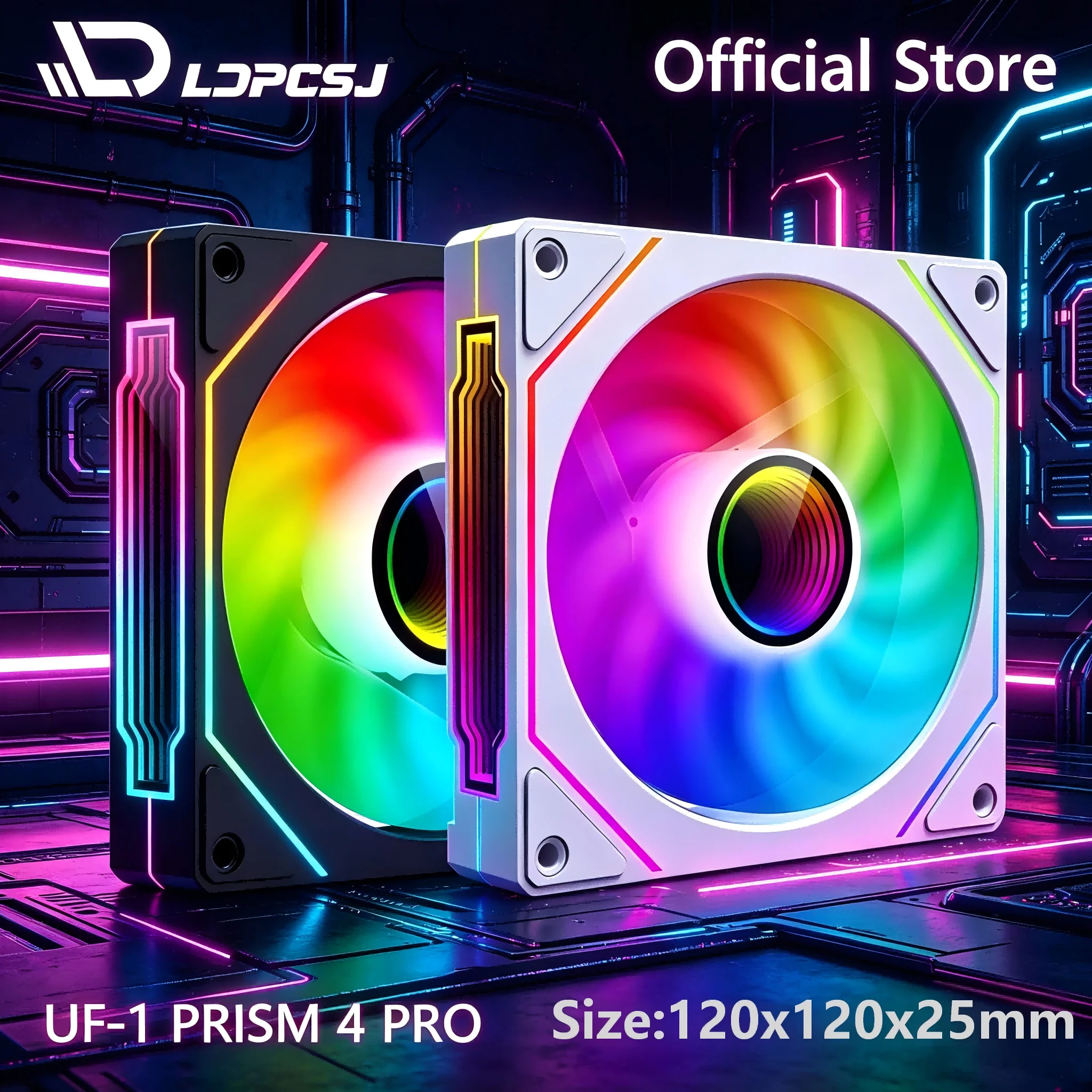 LDPCSJ PRISM 4 PRO 120mm ARGB Case Fan - PWM Quiet, 45.2CFM High Airflow, 600-1500RPM PC Cooling