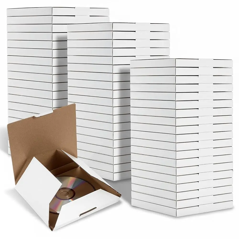 

50 шт. почтовых коробок для CD, 5,9 x 5,3 x 0,7 дюйма, гофрированные почтовые пакеты для переезда, доставки, хранения или мелких отправлений