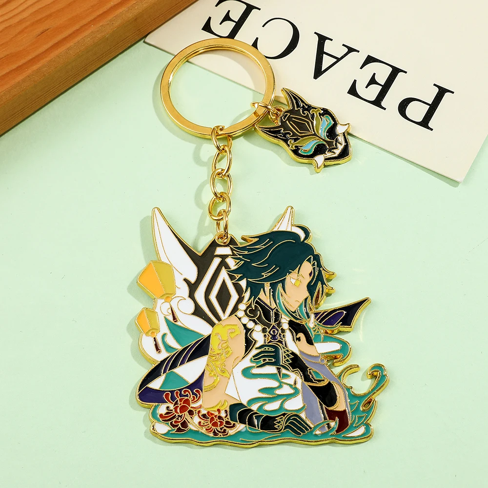 Game Keychains Genshin Impact Zhongli Scaramouche Diluc Fans Jewelry Cosplay Accessories Cute Bag Pendant Friend Gifts