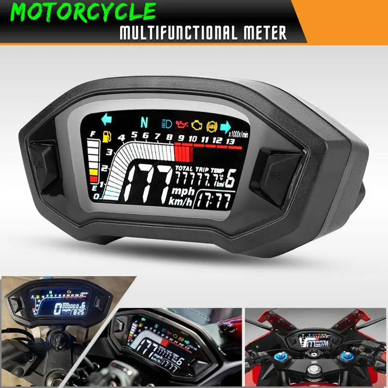 1,2,4 Cylinders Universal Speedometer Motorcycle LCD Digital Odometer Fuel Meter Display Dashboard Speedometer for Honda 1-6Gear