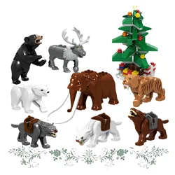 Small particle animal series Saber-toothed Tiger White Bear Bear Woolly elephant Elk Wolf  building blocks