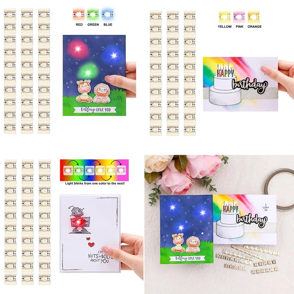 Bundle LED Circuit Stickers Rainbow Blink Light Craft Kit Set 10m Conductive Fabric Tape for Making Light-Up Elements Cards