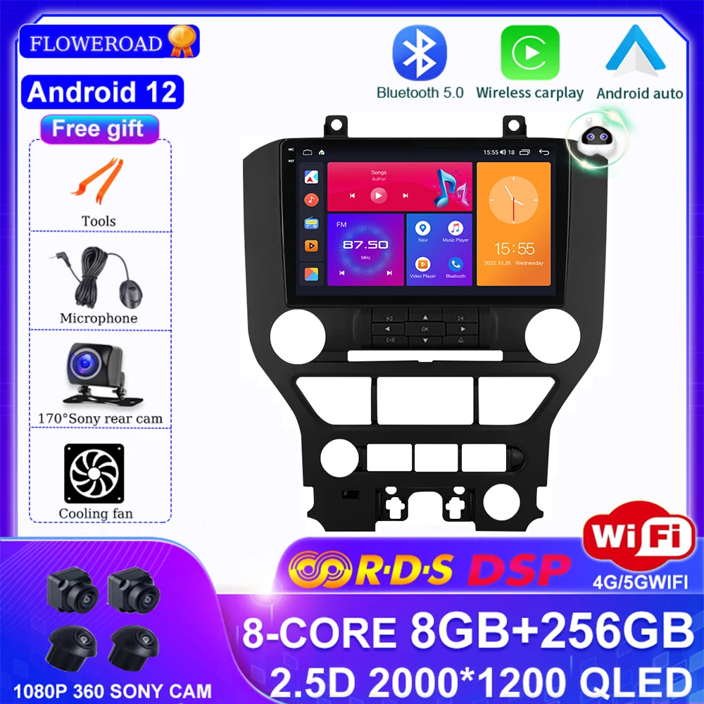 

Android 13 For FORD Mustang 2014-2021 Car Radio Multimedia Video Player Navigation GPS DSP BT IPS Carplay Auto No 2din 2 din dvd