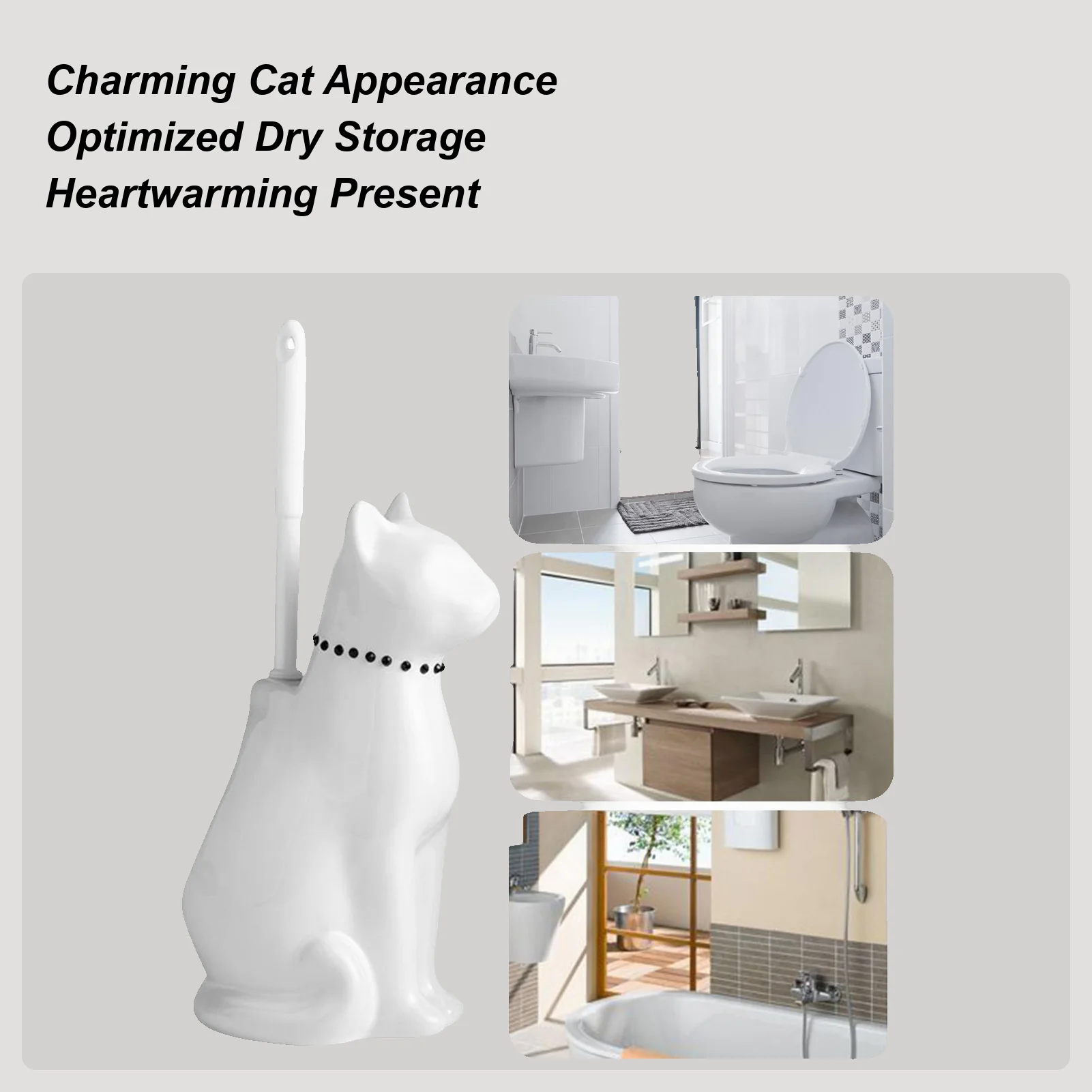 

Держатель для щетки для унитаза для кошек и скребок Щетка для унитаза Симпатичный керамический держатель для ухода за уголками Бытовая щелевая гигиена на колесах