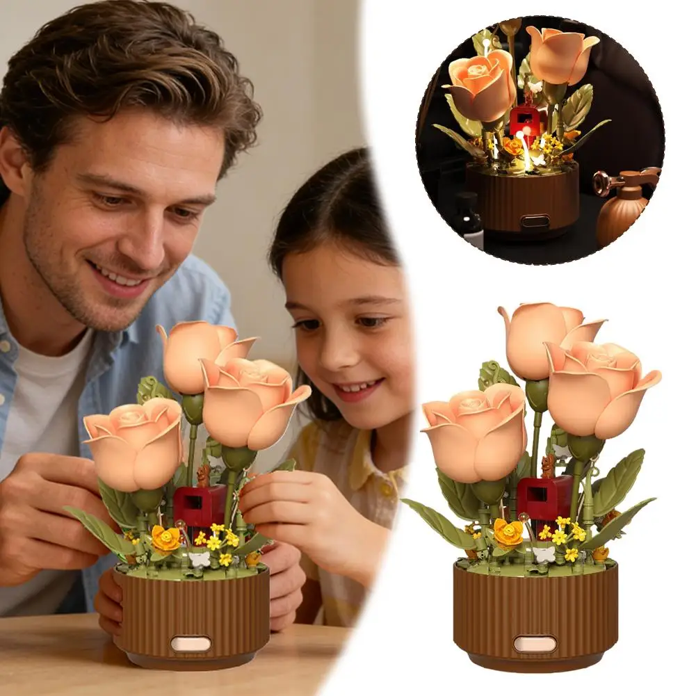 

Electric Building Blocks Eternal Flower Ornament Electric Bloom Flower Ornament Valentine's Day Gift Bloom Eternal Flowers Gift