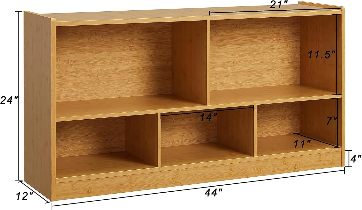 5-Section Kids Bookshelf for Organizing Books Toys, School Classroom Wooden Storage Cabinet for Children's Room, Playroom,