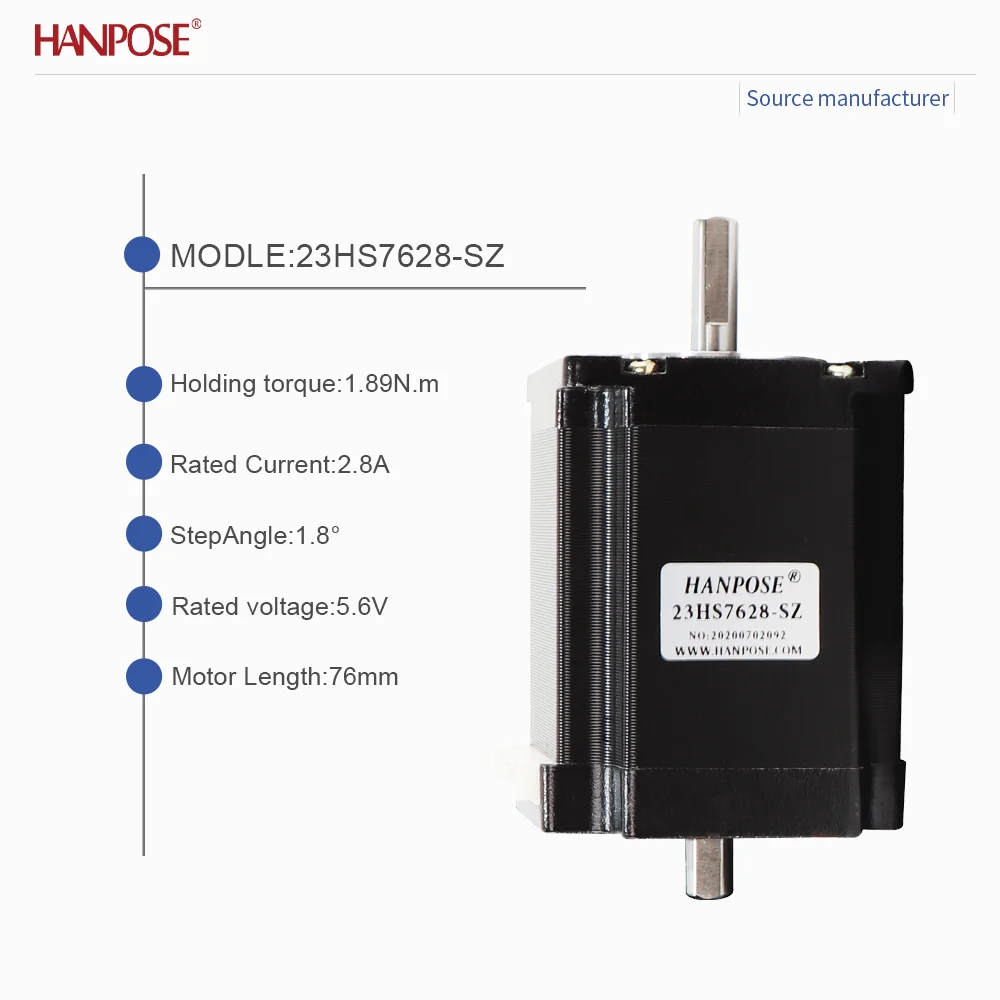 Dual axis stepper motor torque 1.89N. m current 2.8A model 23HS7628-SZ stable operation at high speed