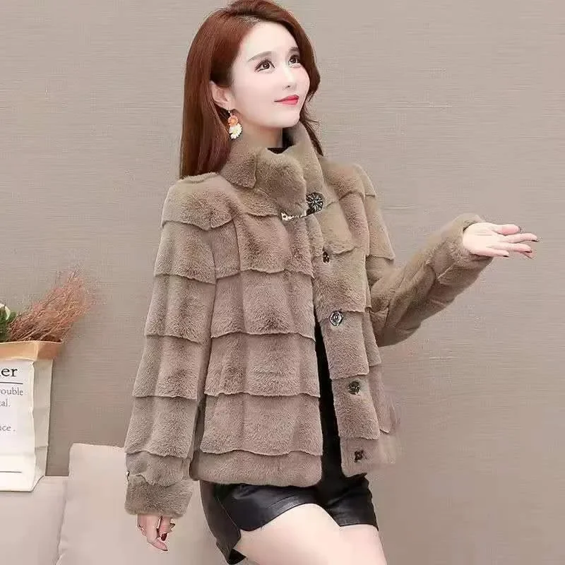 Imitation Mink Velvet Jackets Women's Short Outwear Fashion Loose Warm Jacket Autumn Winter New Imitation Danish Mink Jacket