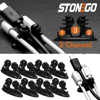 8pcs 3-Channel Cable Management Clips Car Charger Mounts Cable Tie Holder Desktop Cord Holder Tidy Organizer