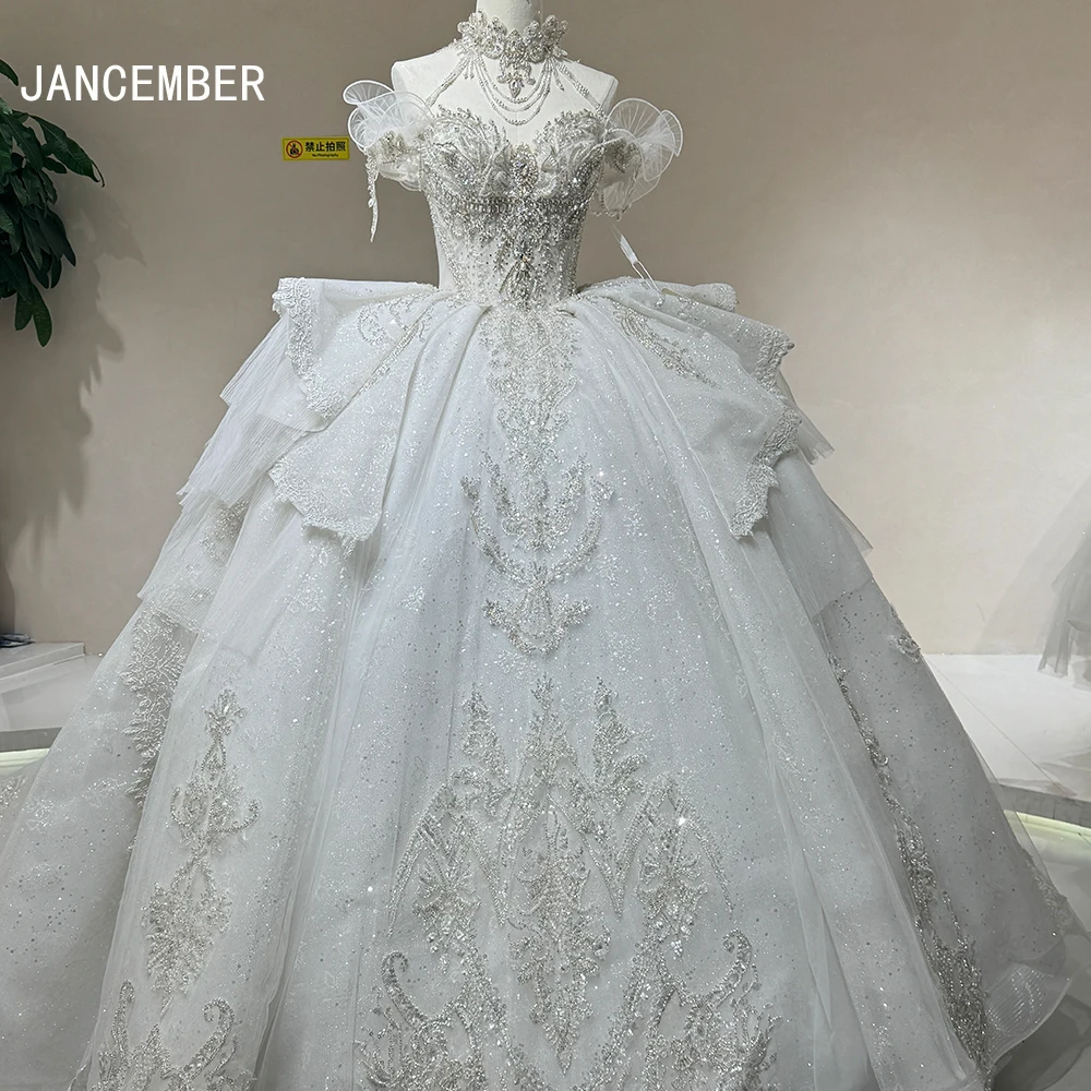 

Jancember Simple Elegant Ball Gown Wedding Dresses Woman's Sexy Bridal Gowns Scoop Court Train Princess Vestidos De Novias