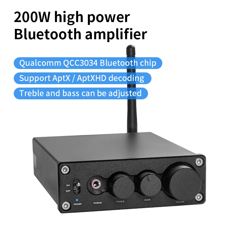 

Home 2.0 Stereo Bluetooth 200W*2 Amplifier, Dual Channel HiFi Receiver with RCA Input, Power Amp for Passive Speakers
