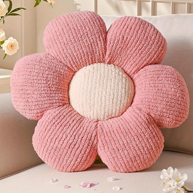Random Color purple Flower Shaped Cushions, Plush Floor Cushions for Sofas And Beds, Featuring a Decorative Daisy Design