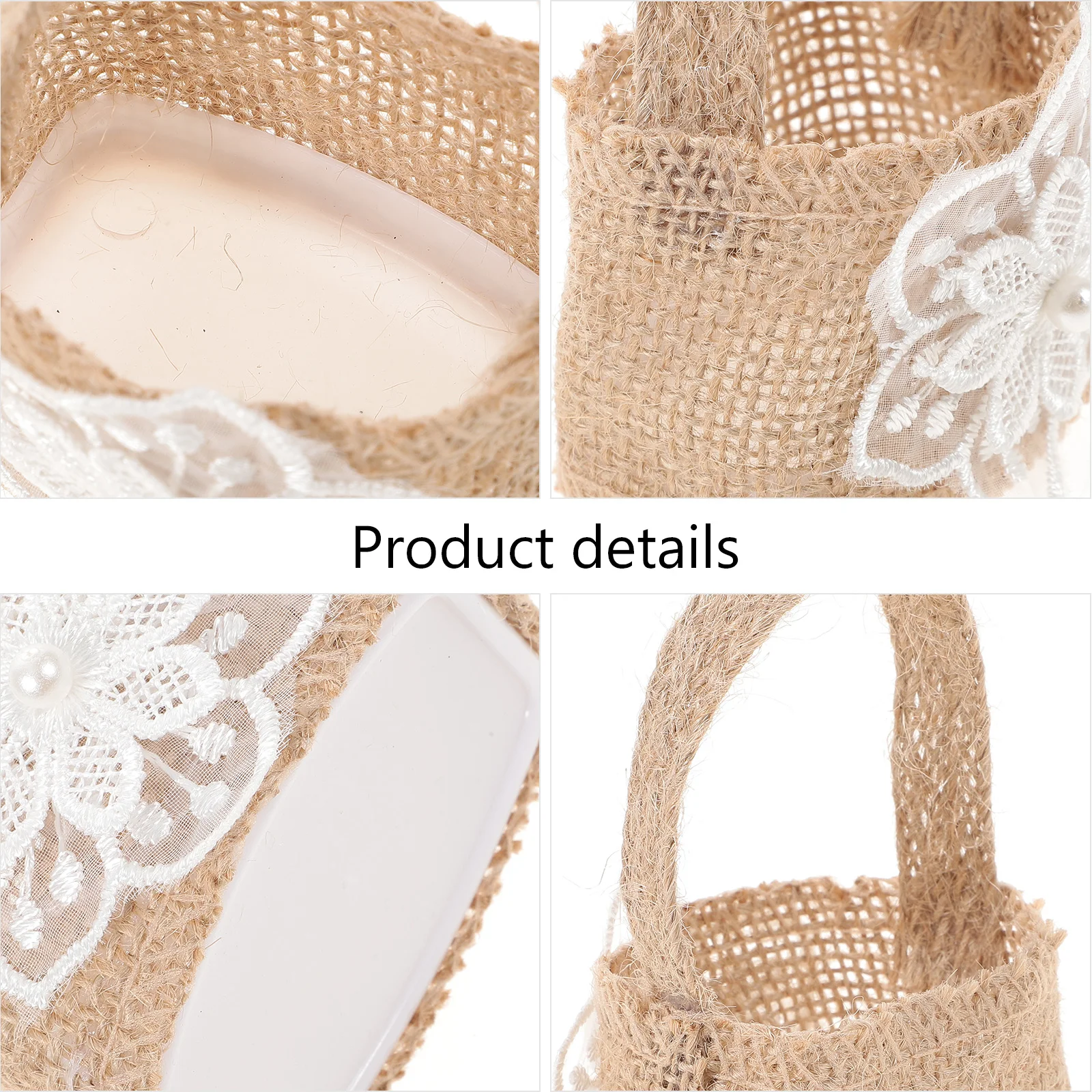 

4 Pcs Linen Storage Baskets Wedding Party Flower Girl Basket for Flowers Rose Petals Candy Reusable