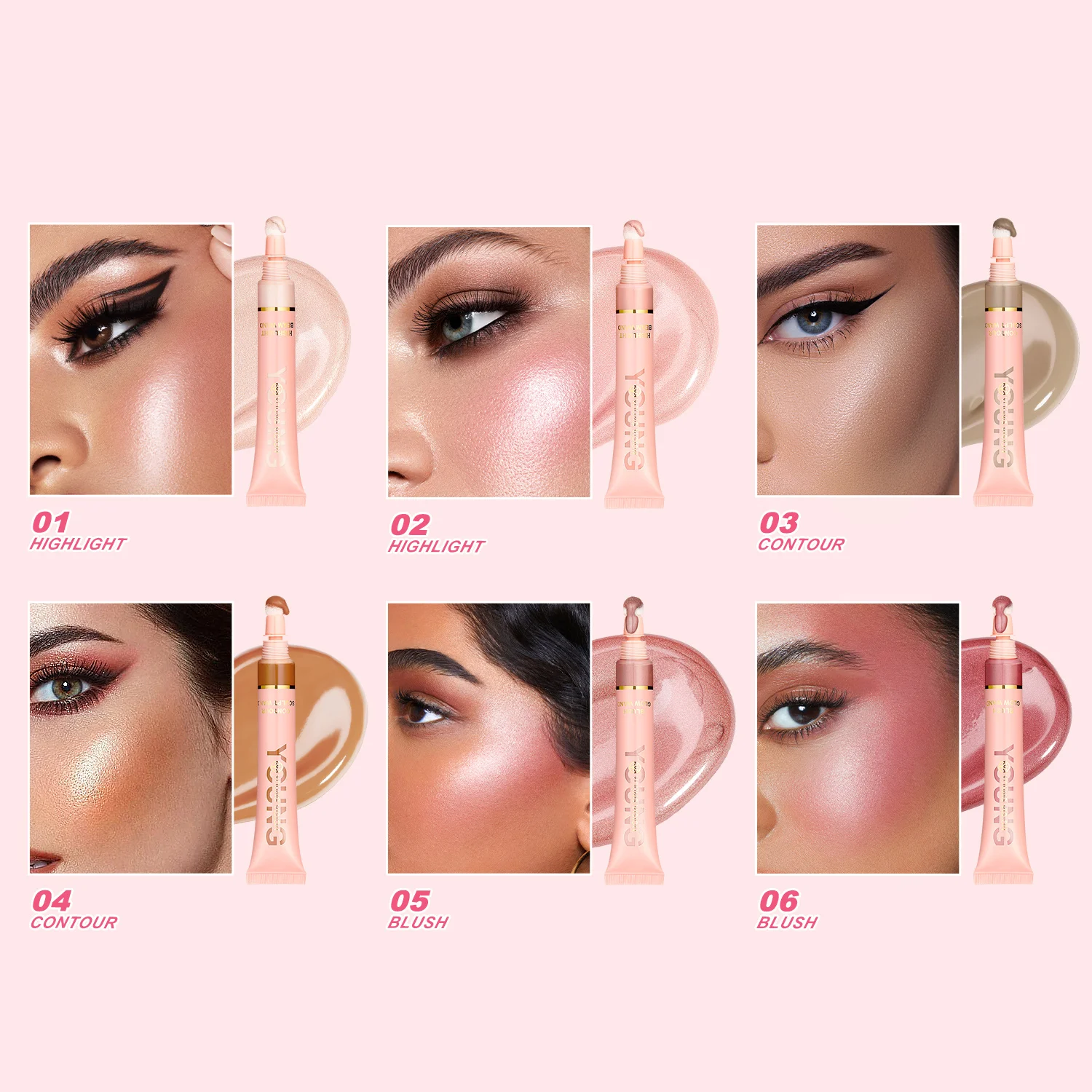 Liquid Cushion Shimmer Blush Stick, feine Textur zur Konturierung, hautfreundlich und kein Kuchen, ein Muss für alltägliches Make-up