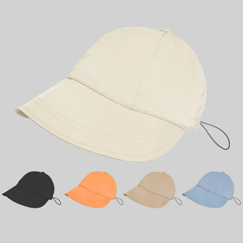 

Fashion Fisherman Cap Foldable Wide Brim Sun Hat Drawstring Adjustable Caps for Men Women Beach Hats Summer Quick-drying Visors