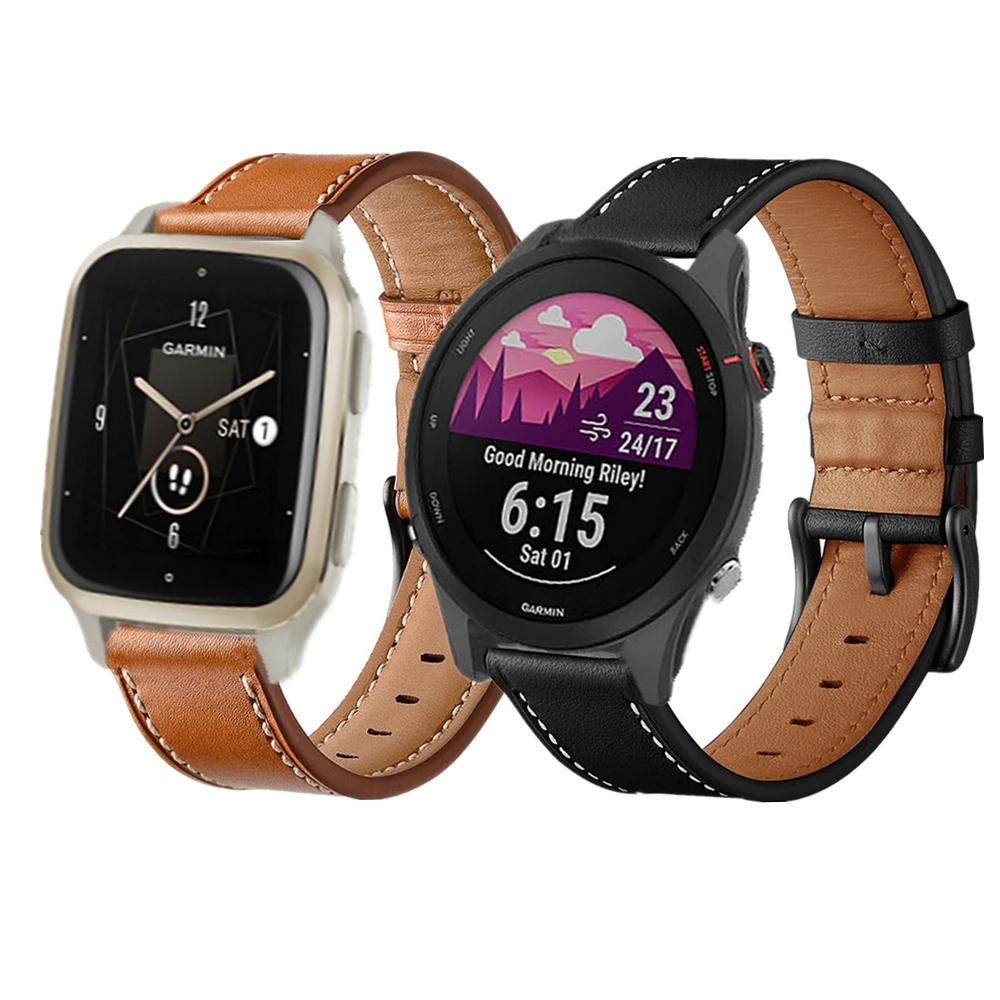Кожаный ремешок для Garmin Forerunner 265 255 музыкальный сменный ремешок для часов Garmin пришен Sq 2 подход S40 S42 аксессуары