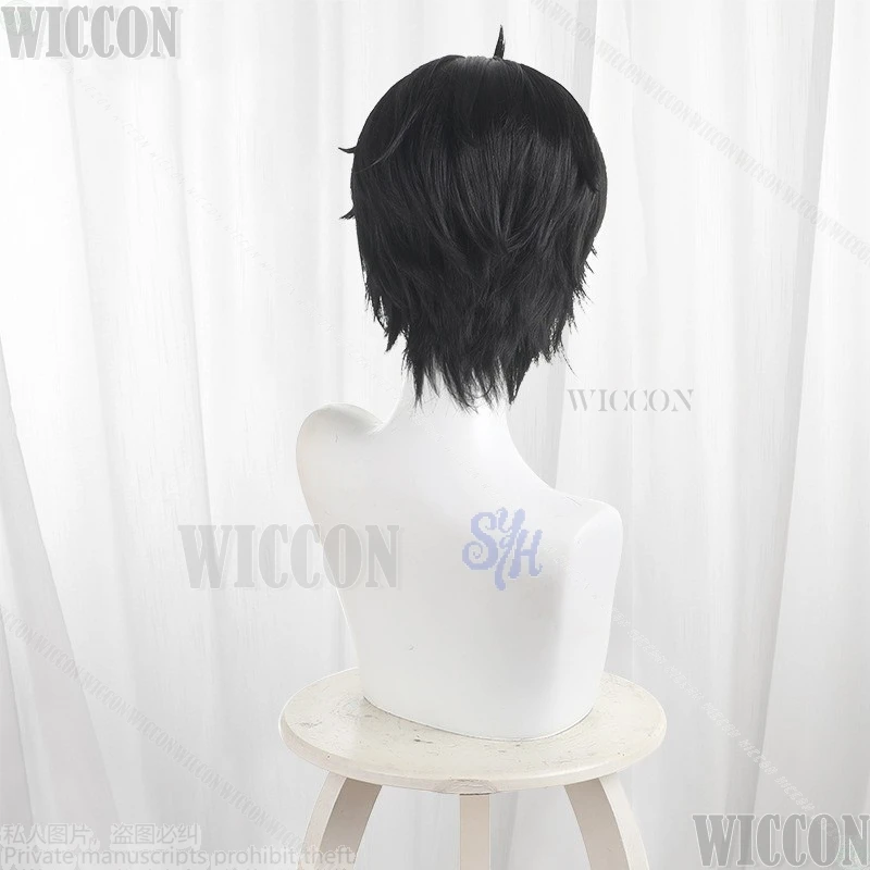 치토세 사쿠 코스프레 신작 애니메이션 치토세군 와 라무네빈 노 나카 블랙 숏 가발 하트 합성 헤어 DK 할로윈 코믹콘 의상