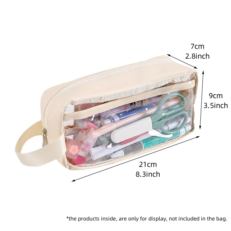 Transparent Pencil Case Pen Bag Simple Layer Storage Pouch for Stationery School Makeup F7619