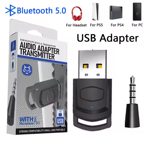Wireless Game Audio Headphone Adapter Receiver for PS5 PS4 Game Console PC Headset Bluetooth-compatible Audio Transmitter