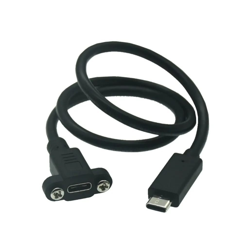 Panel Mount Type‑C 3.1 Male to Female Extension Cable with Screw Mount Holes 17mm Spacing for PC Chassis Device Installation