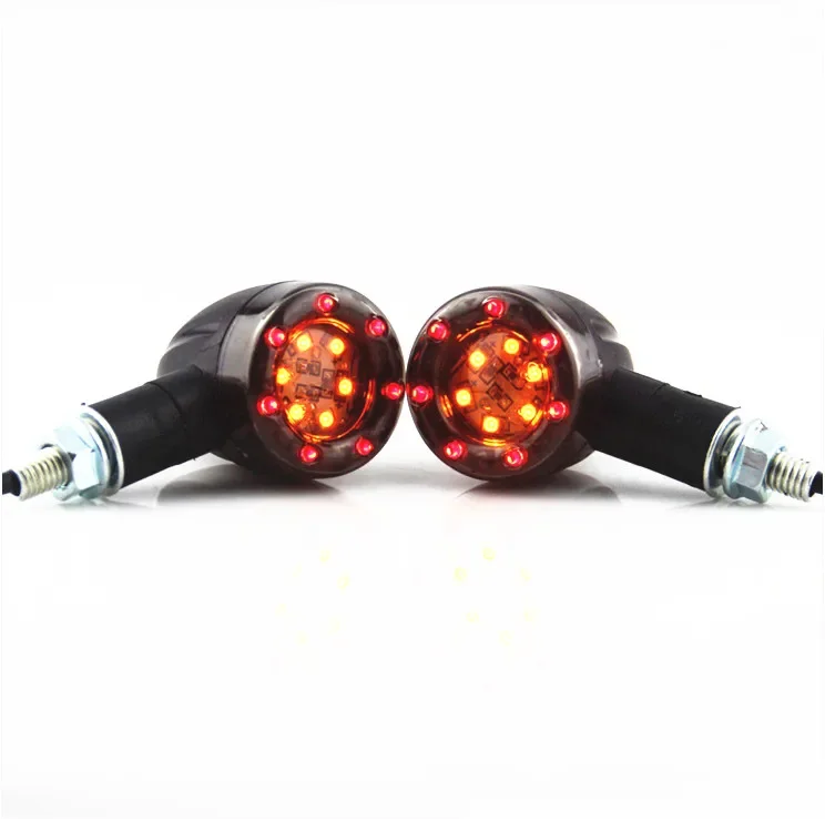 

Black M8 Motorcycle 6+7 LED Amber & Red Bullet Blinker Turn Signal Indicators Running Brake Tail Light Cruiser Chopper Custom