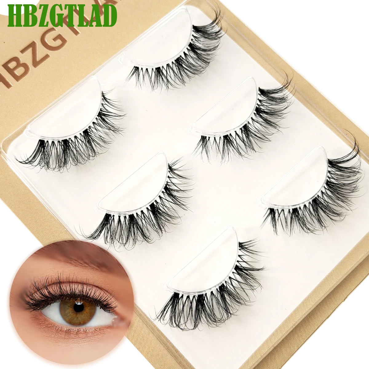 AMSDCN 3D Mink Eyelashes Invisible Band Natural3Pairs5d Mink Lashes Black Mink False Eyelash Full Strip cilios posticos Reusable
