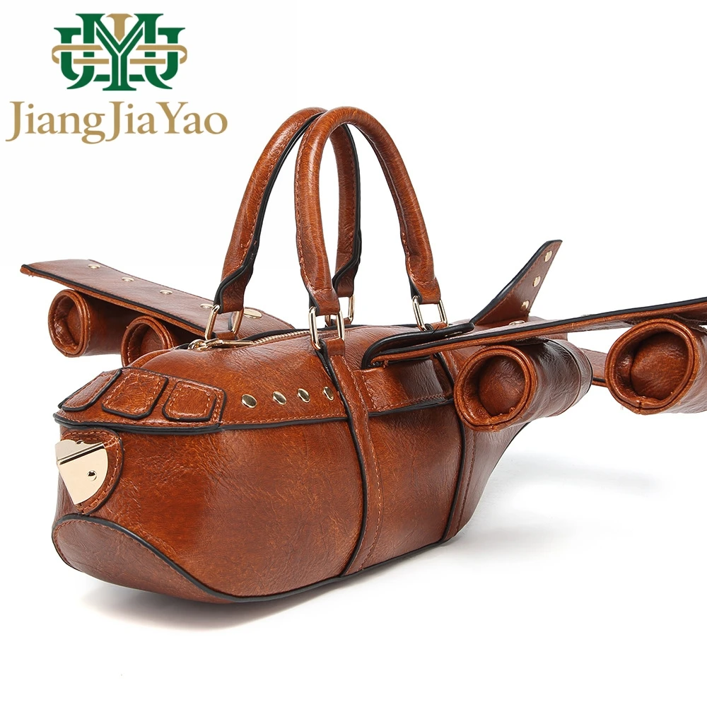 Retro Aircraft Shaped Irregular Bag Personalized Airplane Shape Handbag Unisex Rivet Hardware Retro Versatile PU Shoulder Bag