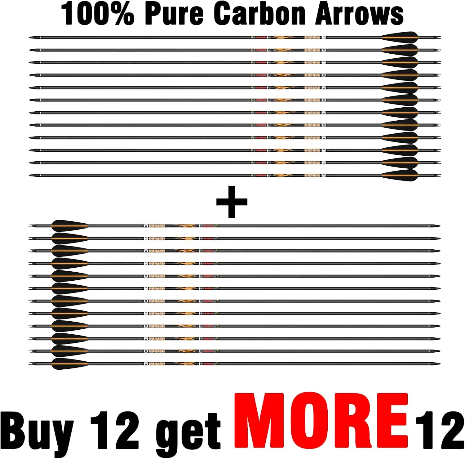 Kit arco composto e frecce in carbonio puro al 100% da 24 pezzi