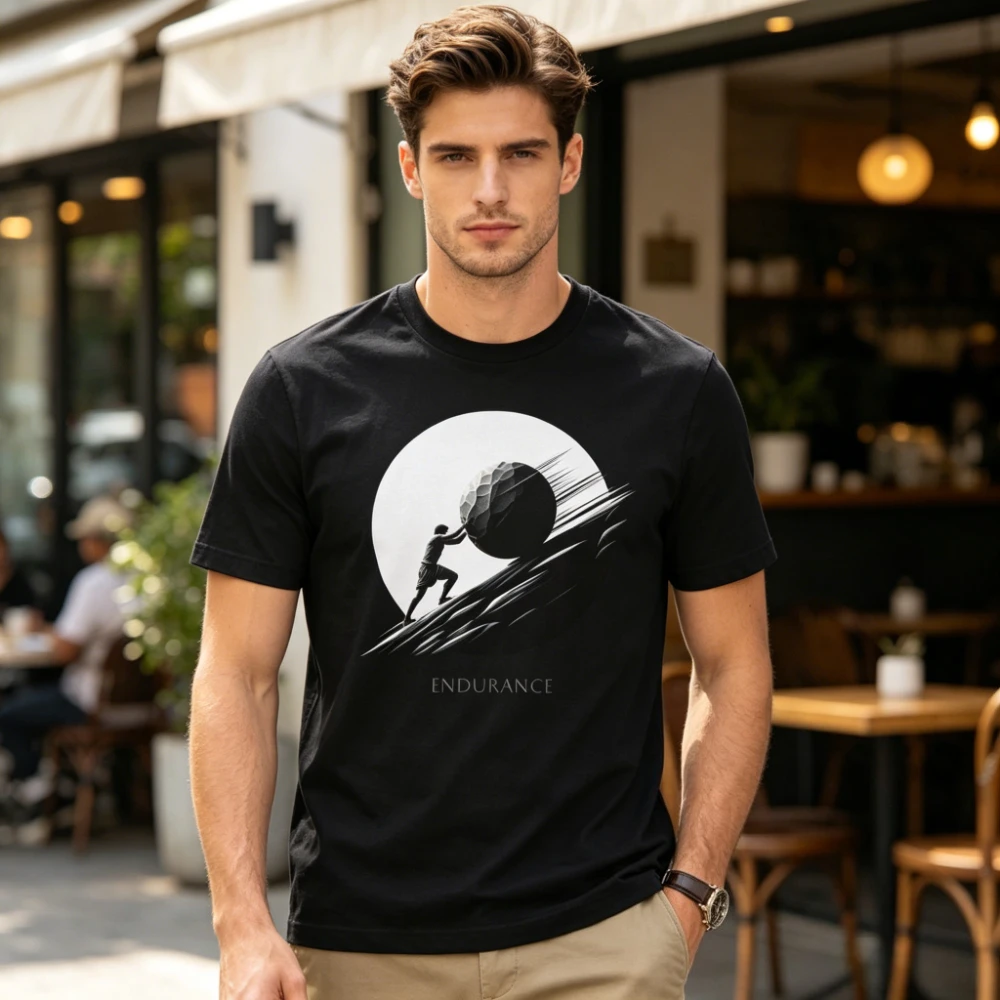 T-shirt graphique Sisyphus Endurance, esthétique stoïcienne, pour hommes, été, quotidien, en coton, manches courtes, décontracté, streetwear