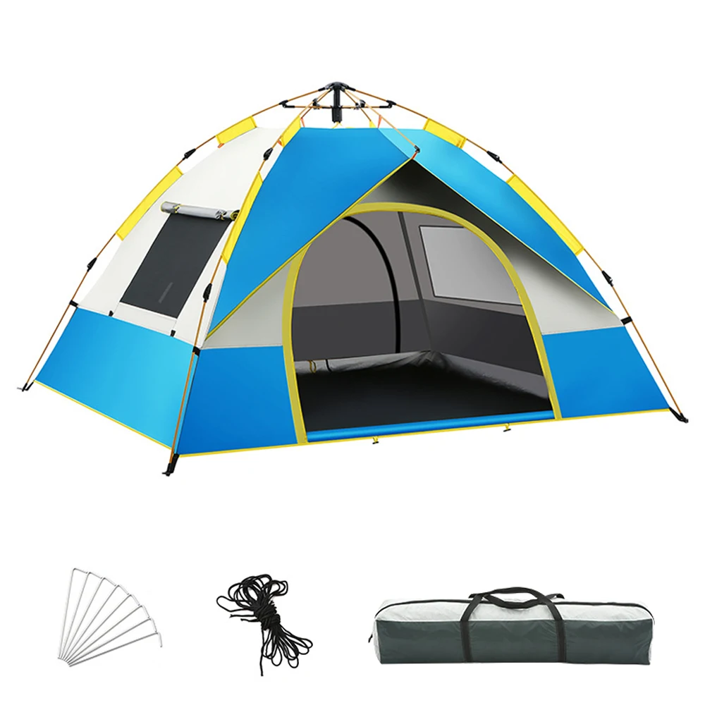 3-4 Person Camping Dome Tent Quick Setup Outdoor Tent Windproof & Rainproof Ultraviolet Protecting Shelter with 2 Door 2 Window