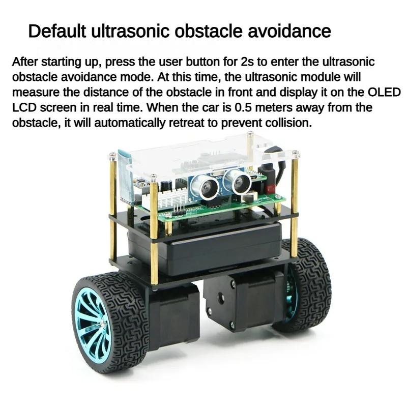 Geassembleerde 2WD zelfbalancerende auto met stappenmotor, ultrasone obstakeldetectie, OLED MPU6050 voor STM32 programmeerbare robotkit
