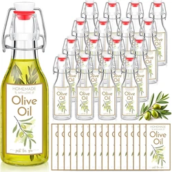 Swing Top Glass Bottles for Olive Oil Homemade 8 oz Clear Flip Top Bottles with Airtight Lids Labels for Storing Homemade Oil