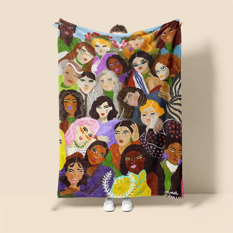 Morandi Color Blanket Abstract Botanical Graffiti Design Scandinavian Minimalist Sofa Blanket Cafe Home Dual Purpose