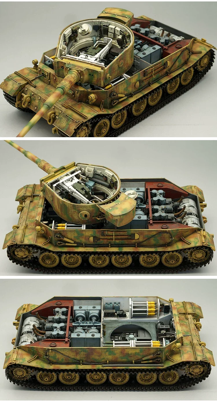 1/35 Tiger P Command Tank Full Interior Zimmerit Anti-Magnetic Coating Plastic Model Kit Amusing Hobby 35A051 Static Military