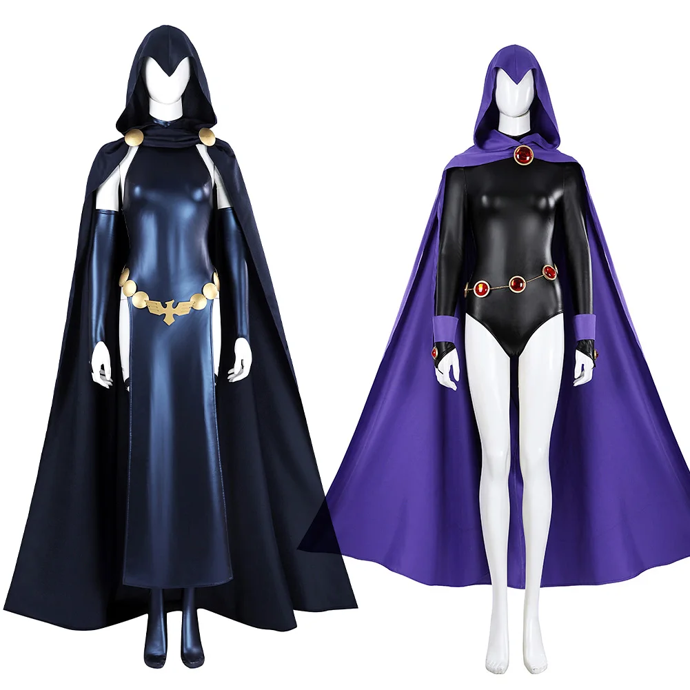 

Disfraz Raven Teen Titans Cosplay Costume Women Jumpsuit Cloak Halloween Carnival Party Outfits