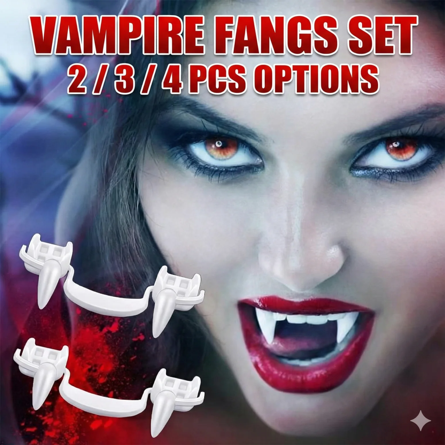 Retractable Vampire Fangs Halloween Decoration Realistic Dracula Teeth Horror Werewolf Zombie Fangs Cosplay Props for Adults