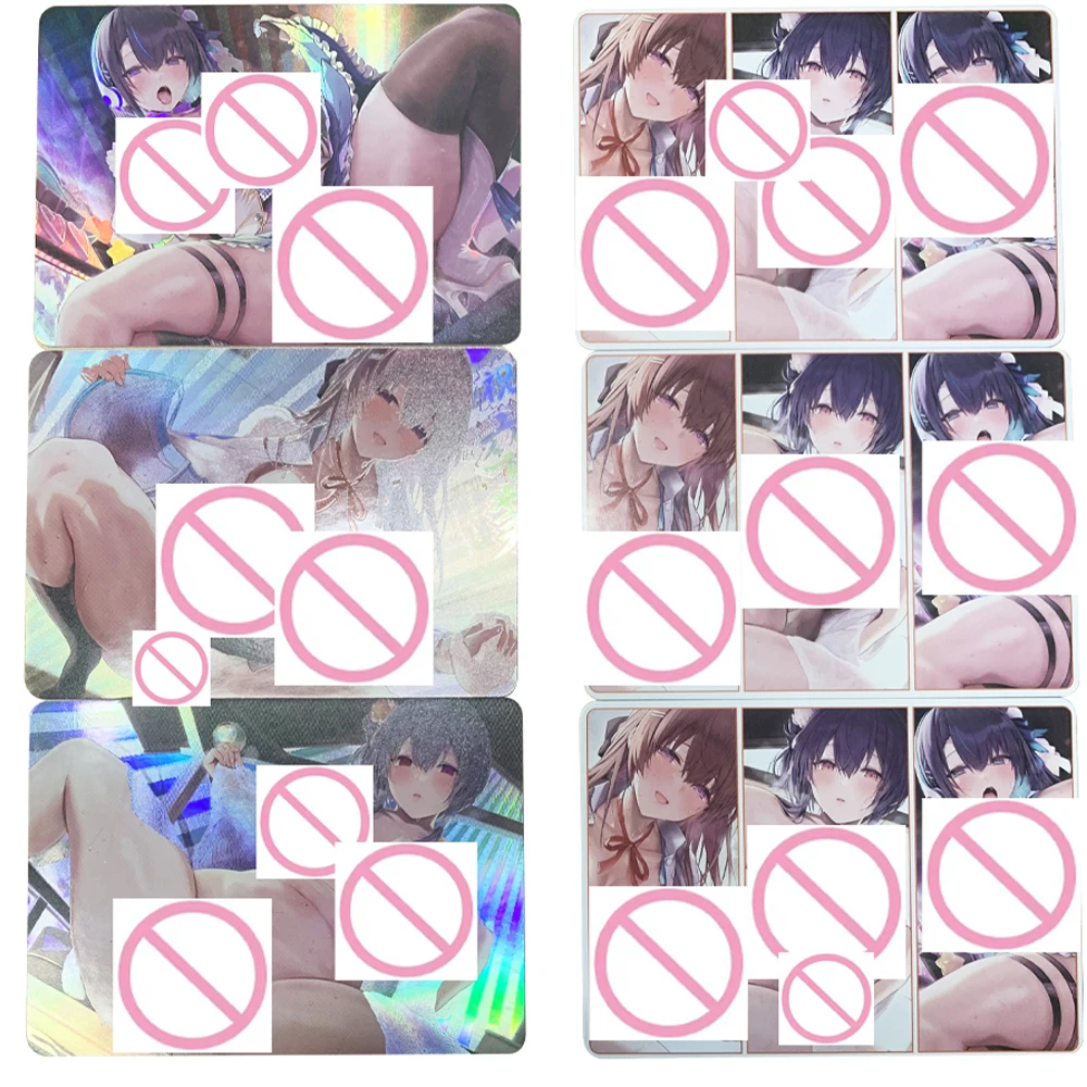 

3Pcs/set Anime Sexy Naked Collection Card Refractive Color Flash Embossed Textured Plump Buttocks Jk Temptation Nude Cards