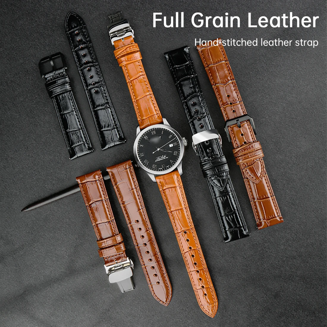 MAIKES Quick Release Watchband Handmade Genuine Leather Watch Strap Band for Huawei TISSOT Samsung Galaxy Smart Watch Wristband