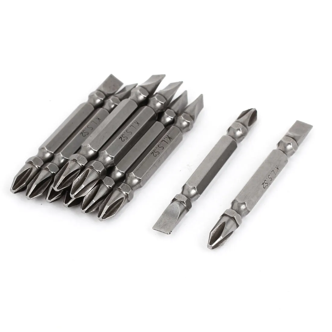 

10Pcs Cross and Flat Head Double Head Screwdriver Bit Magnetic Hex Shank Phillips PH2 & Slotted 6mm Screwdriver Bits 65mm Length