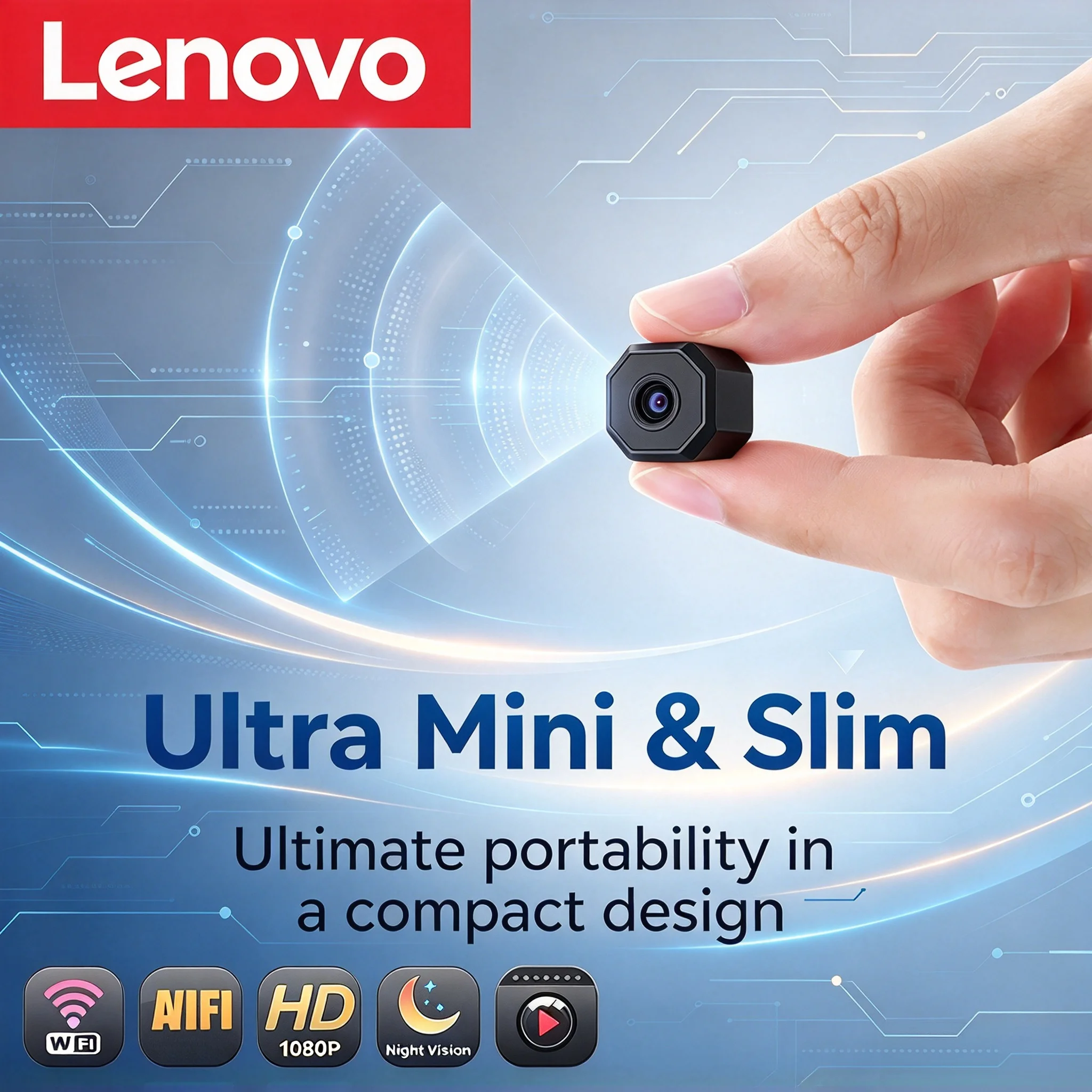Lenovo 4K 1080P HD Mini WiFi Camera AP Hotspot Remote Monitor Portable Small Camcorder Home Security Surveillance Smart Camera