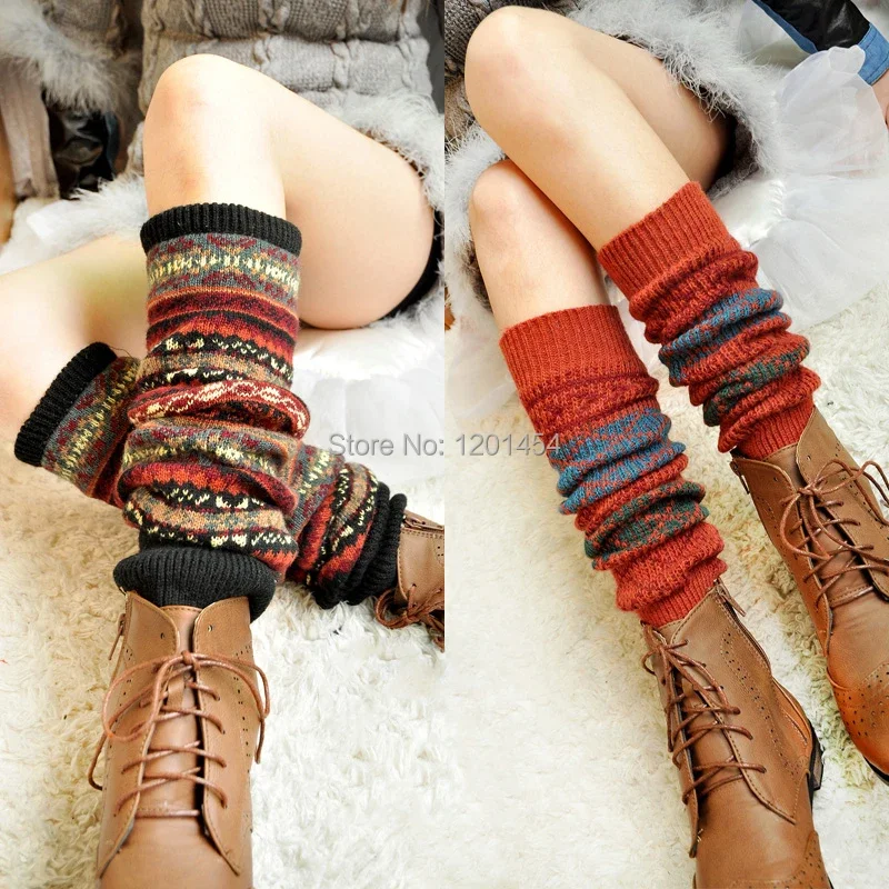 camouflage hue thick woolen leg warmers womens knee high socks and boot cuffs fashion 2014 spring girl's gaiters