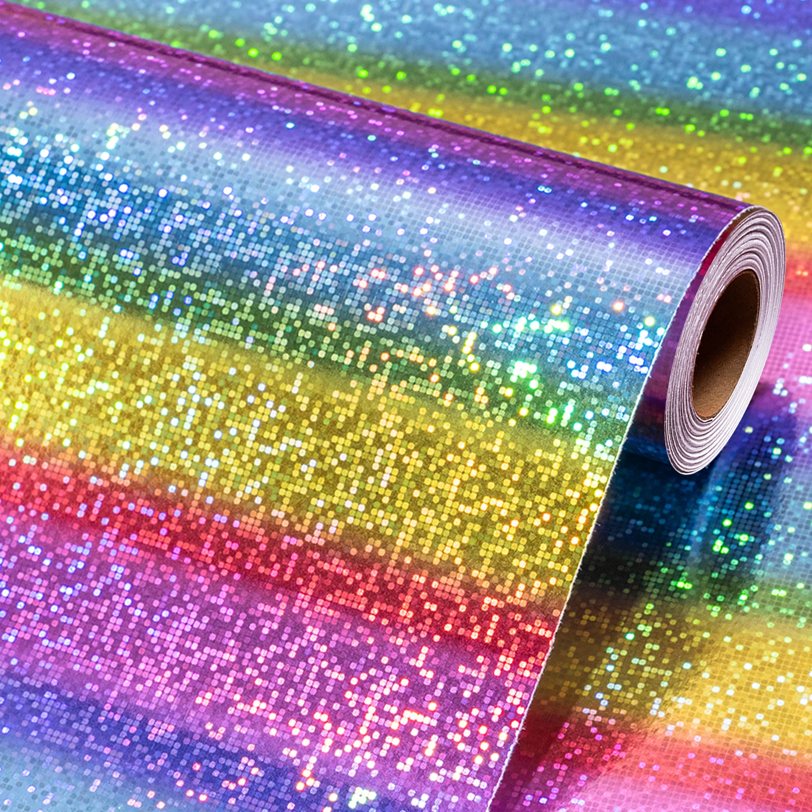 Colorful Holographic Wrapping Paper, Cute Rainbow Point Gift Wrap Paper for Birthday, Valentine's Day, Mother's Day, Wedding, Christmas - 43cm x 10m