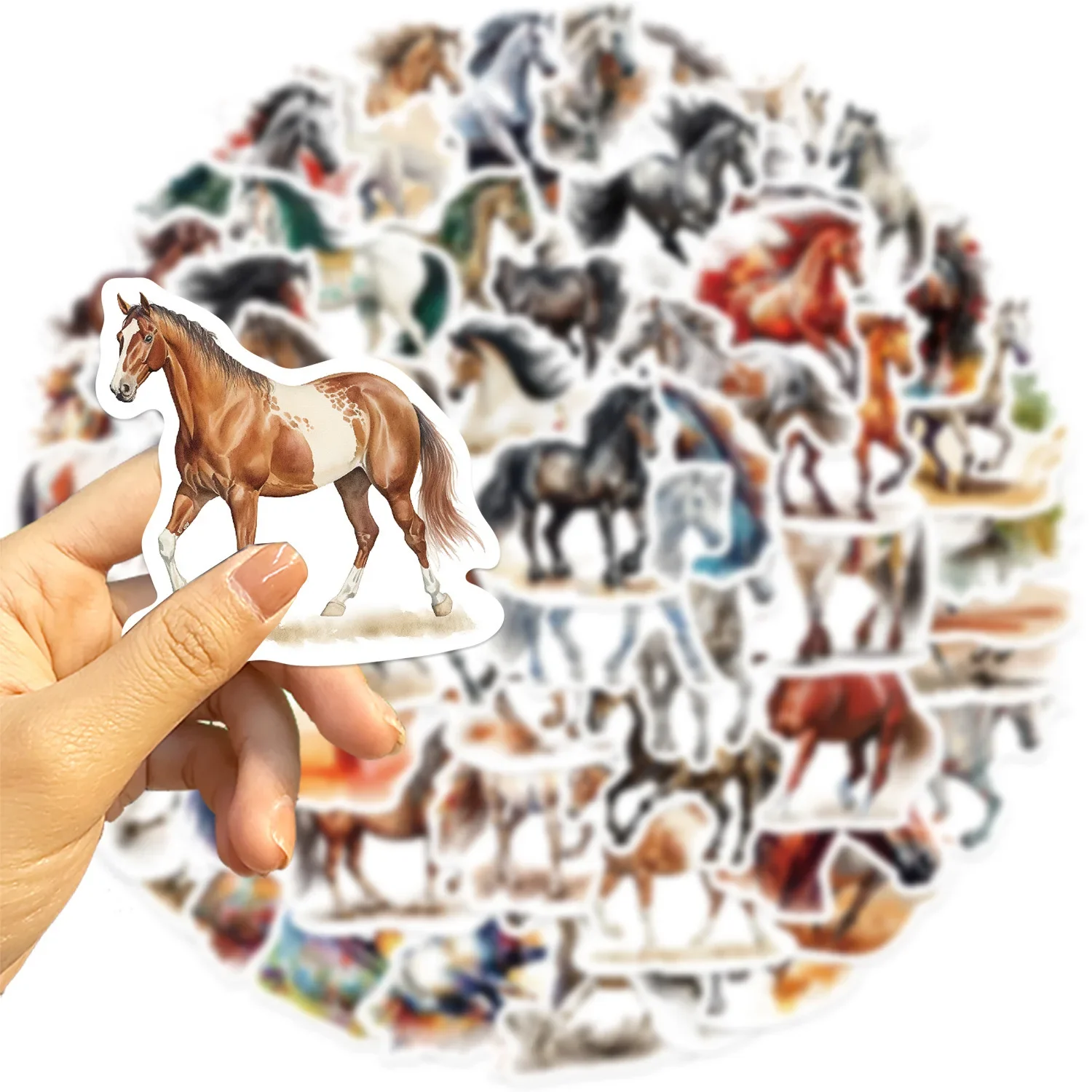 10/60PCS Cute Cartoon Horse Stickers Graffiti Animal Decals Toy DIY Scrapbooking Luggage Laptop Motorcycle Car Cool Sticker