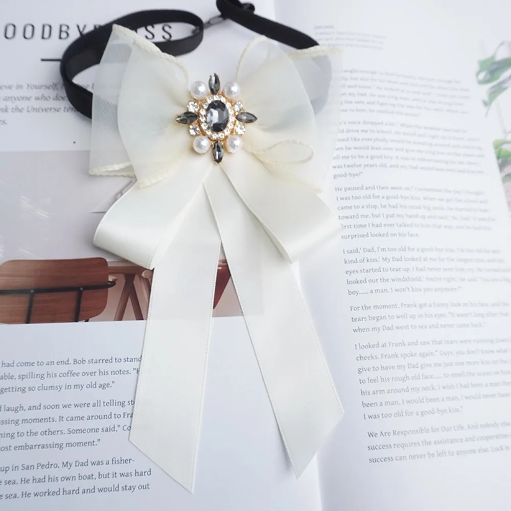 Solid-colored Bow Tie Collar Female Ribbon Decoration School Uniform Sweet Lace Fashion Shirt Accessory