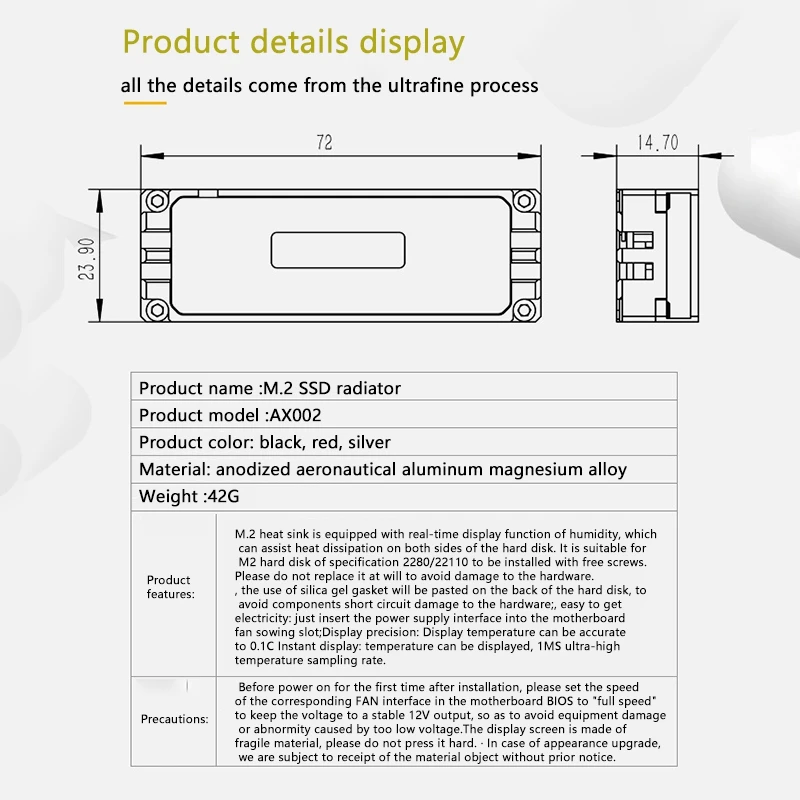 Radiator, Efficient Heat Dissipation M.2 Solid State Hard Disk Radiator For 2280/22110 Size M2 Type Hard Disk