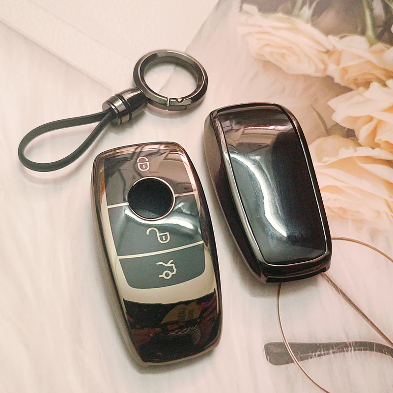 

Titanium Grey Glossy for Mercedes for Benz A C E S G Class GLC CLE CLA GLB GLS W177 W205 W213 W222 X167 AMG Car Key Case Cover