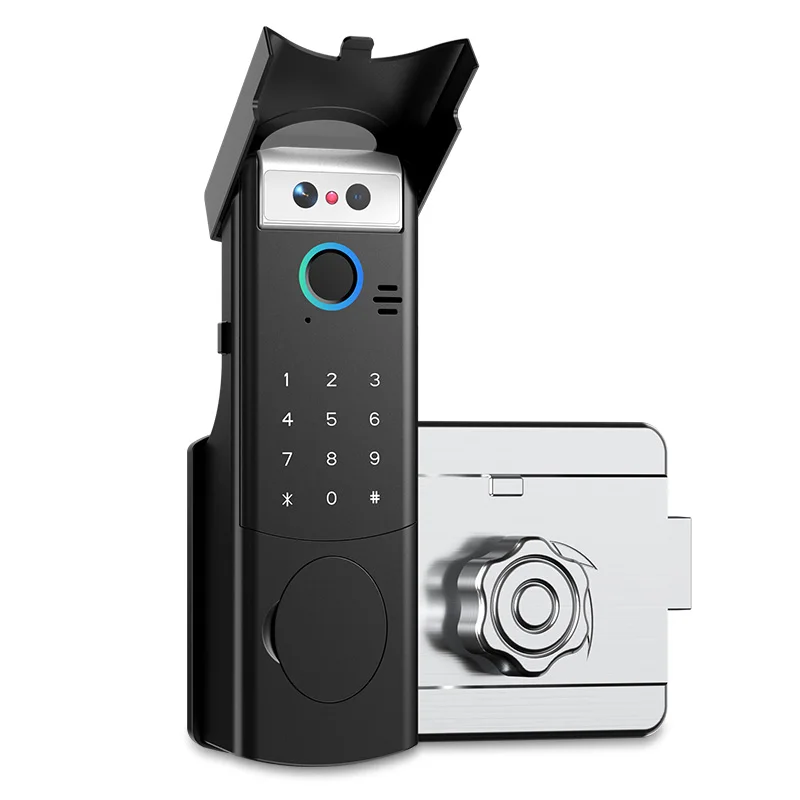 Tuya bloqueio inteligente wi-fi 6 métodos de desbloqueio automático rosto impressão digital senha cartão chave controle app 1800mah bateria para casa