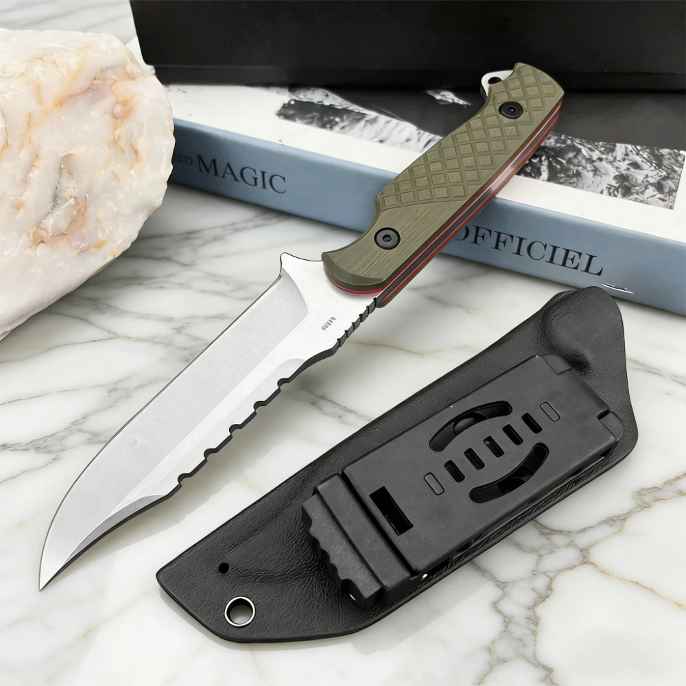 

Multi-purpose Camping Fixed Blade Knife D2 Steel Full Tang Knives G10 Handle Daily Carry Outdoor EDC Fishing Survival Tool
