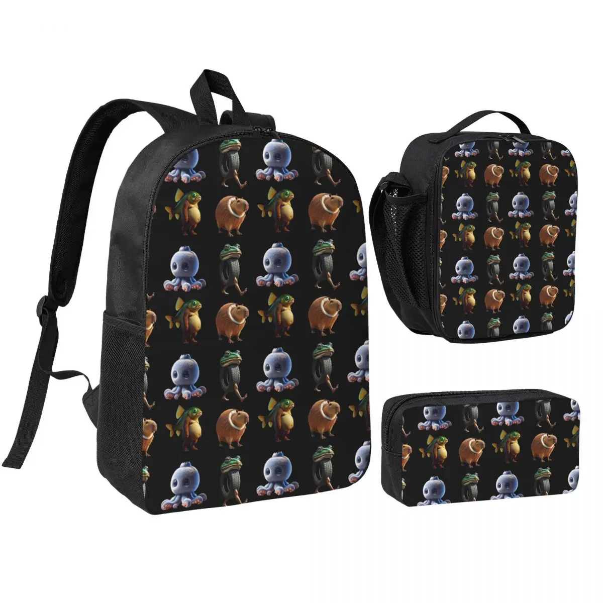 3pecs/set Italian Brainrot Pack Backpack for Boys Girls High School Shoulder Bag Lunch bag Pencil Case