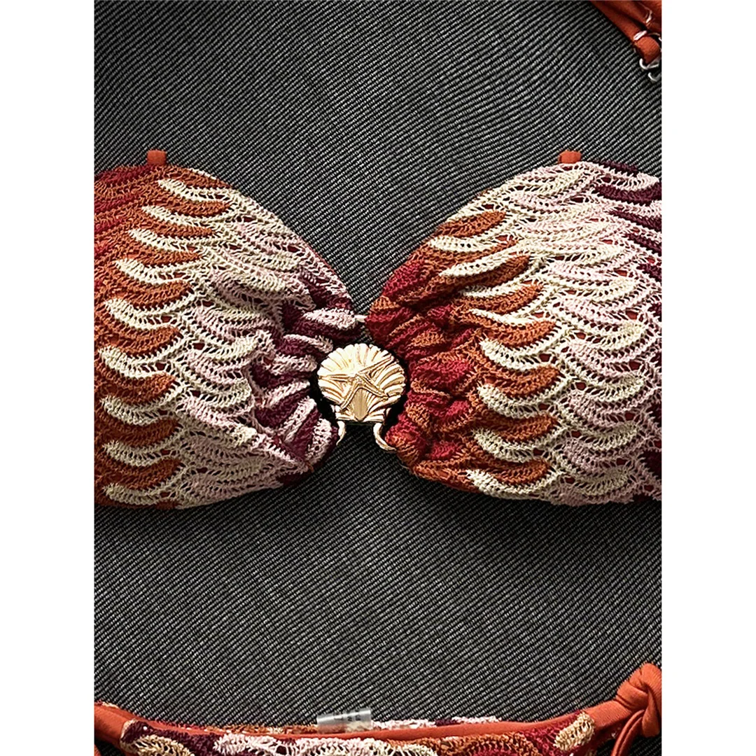 Bedruckter Neckholder-Bikini, Damen-Badeanzug, zweiteiliges Bikini-Set, Badeanzug mit hohem Beinausschnitt, Badebekleidung, Schwimmanzug V8338 – Detail 11